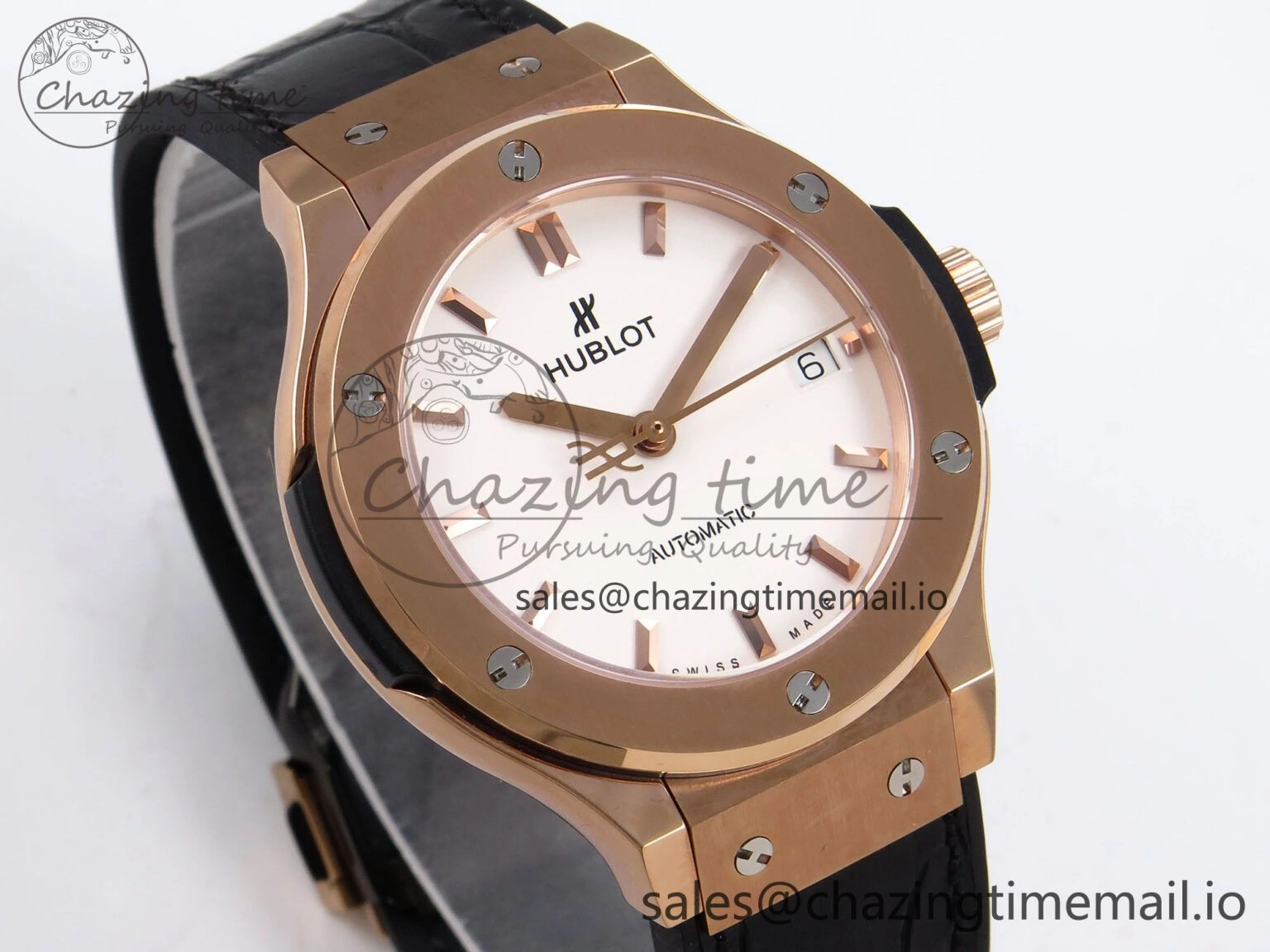 Fusion 38mm RG JJF 1:1 Best Edition White Dial on Black Gummy Leather Strap Trendsetting 6711