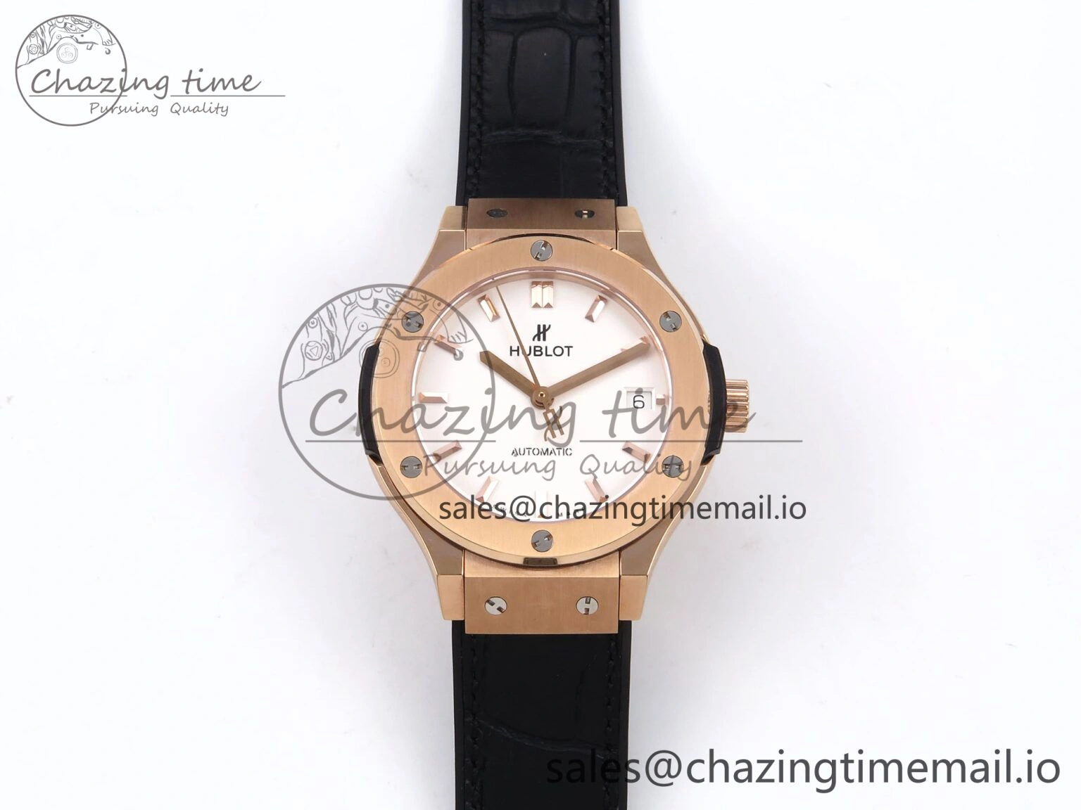 Fusion 38mm RG JJF 1:1 Best Edition White Dial on Black Gummy Leather Strap Trendsetting 6711