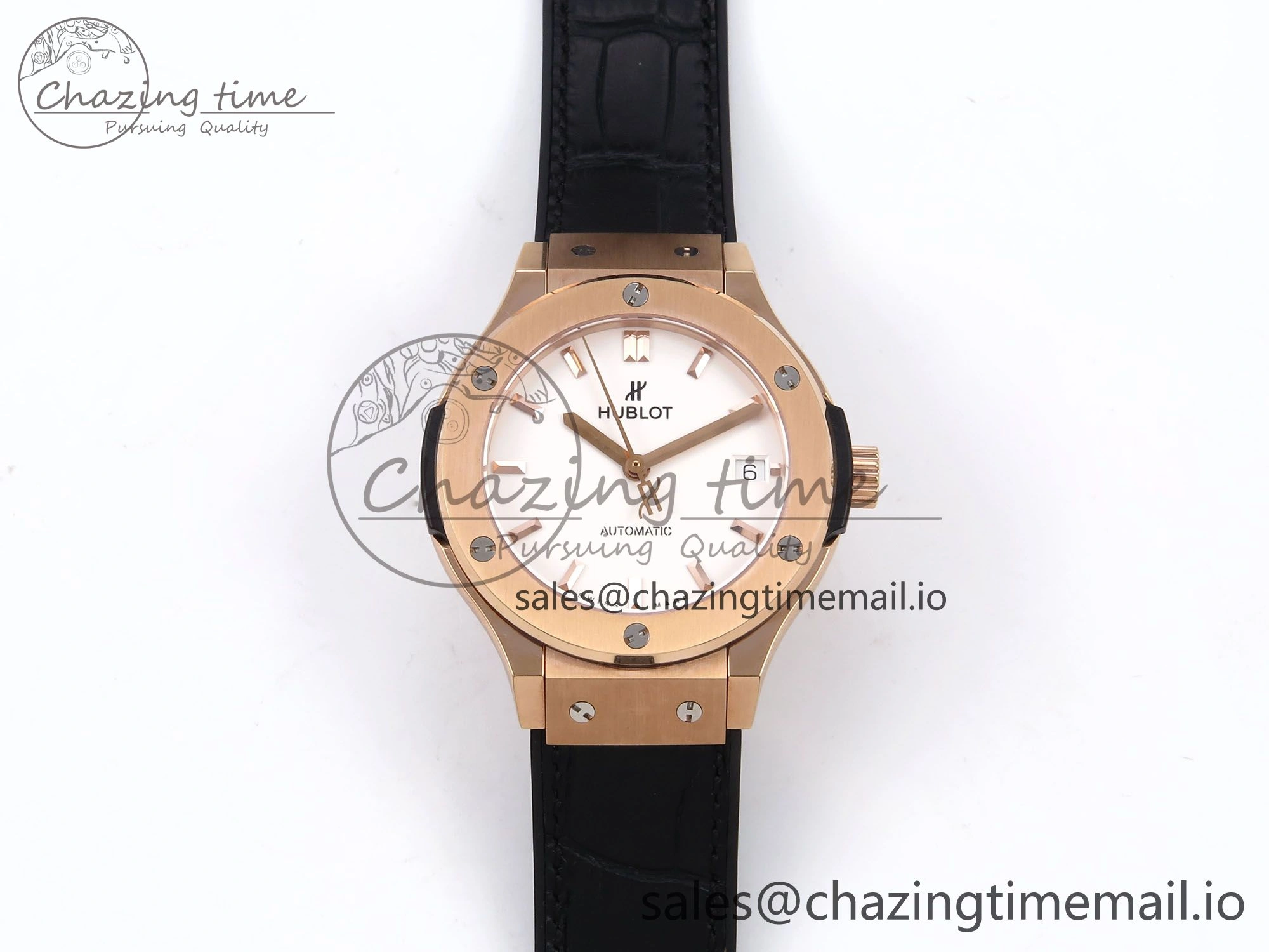 Fusion 38mm RG JJF 1:1 Best Edition White Dial on Black Gummy Leather Strap Trendsetting 6711
