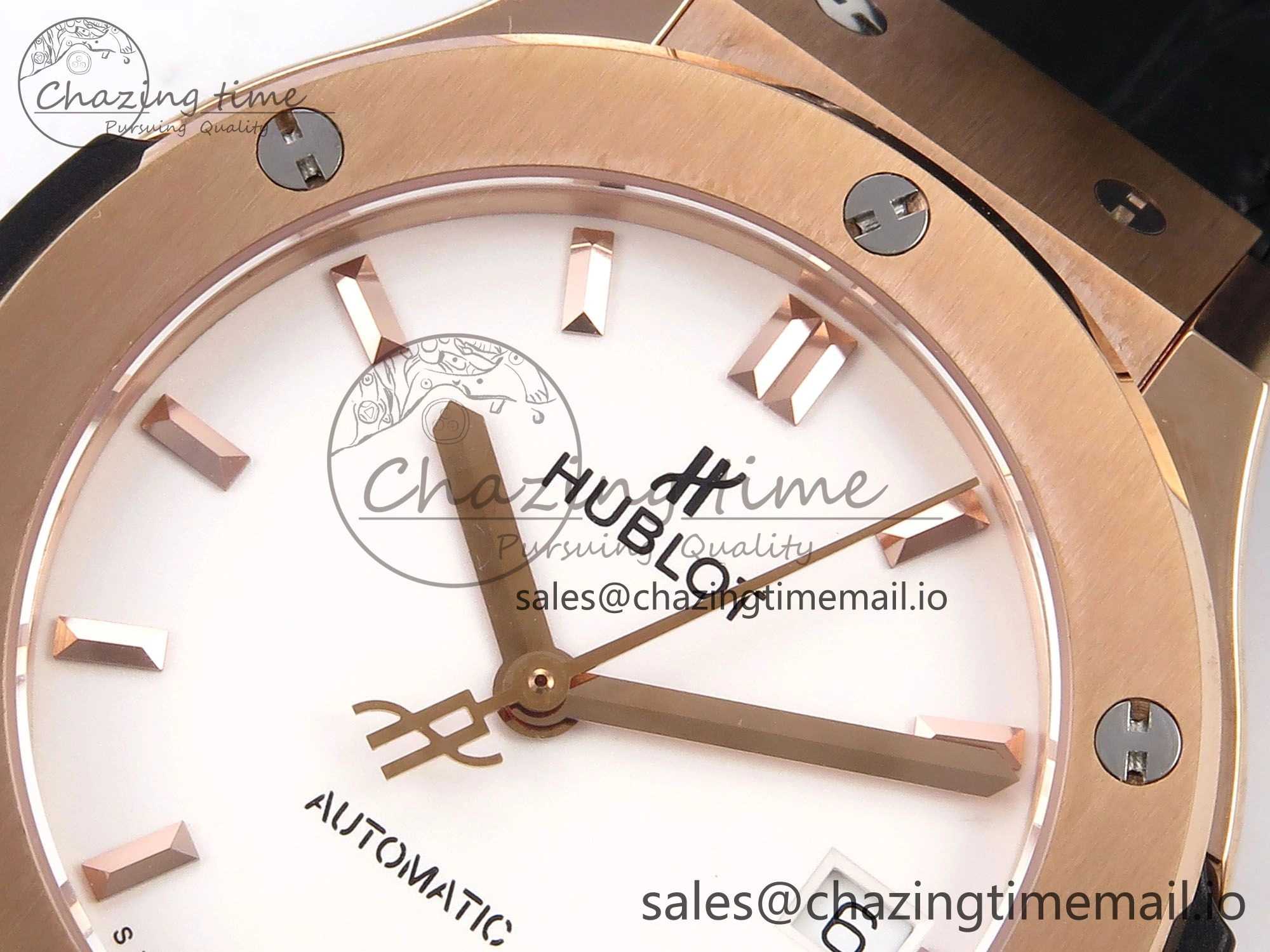 Fusion 38mm RG JJF 1:1 Best Edition White Dial on Black Gummy Leather Strap Trendsetting 6711
