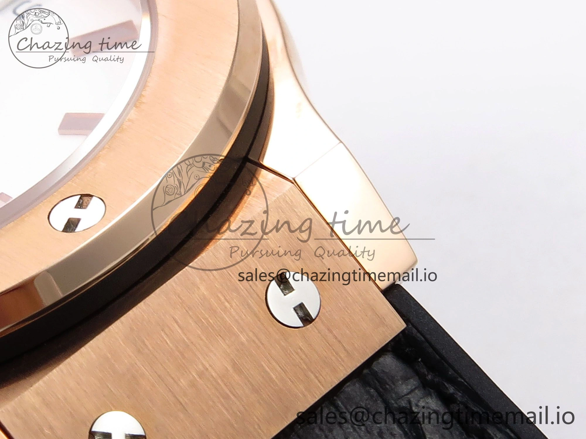 Fusion 38mm RG JJF 1:1 Best Edition White Dial on Black Gummy Leather Strap Trendsetting 6711