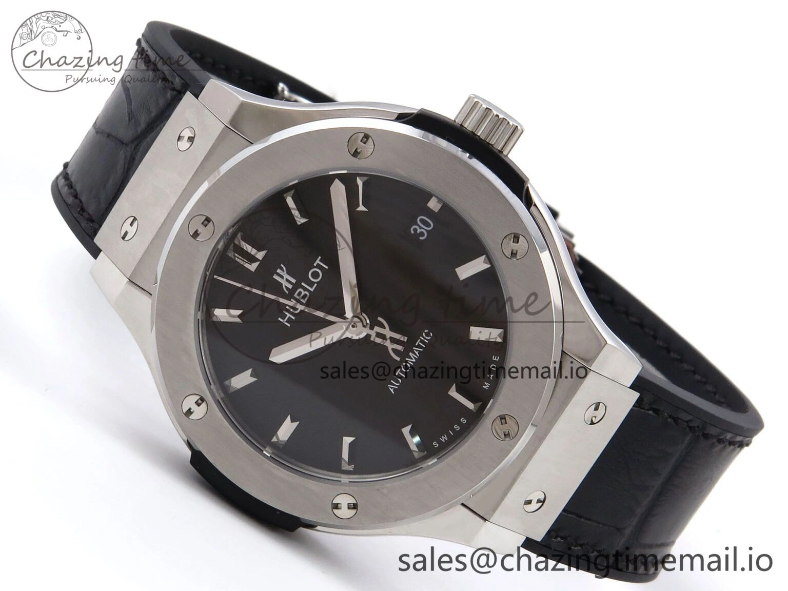 Functional Fusion 38mm SS JJF 1:1 Best Edition Black Dial on Black Gummy Leather Strap 6713