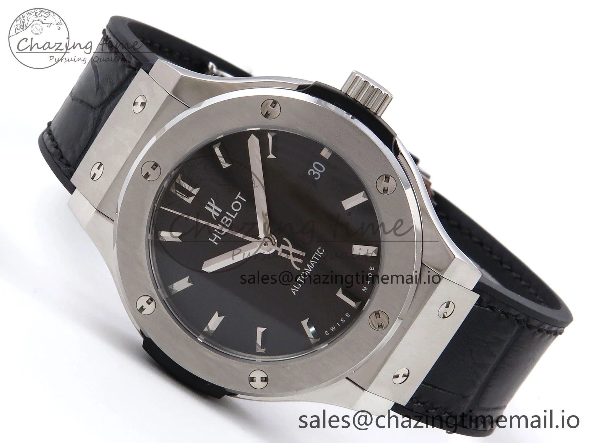 Functional Fusion 38mm SS JJF 1:1 Best Edition Black Dial on Black Gummy Leather Strap 6713