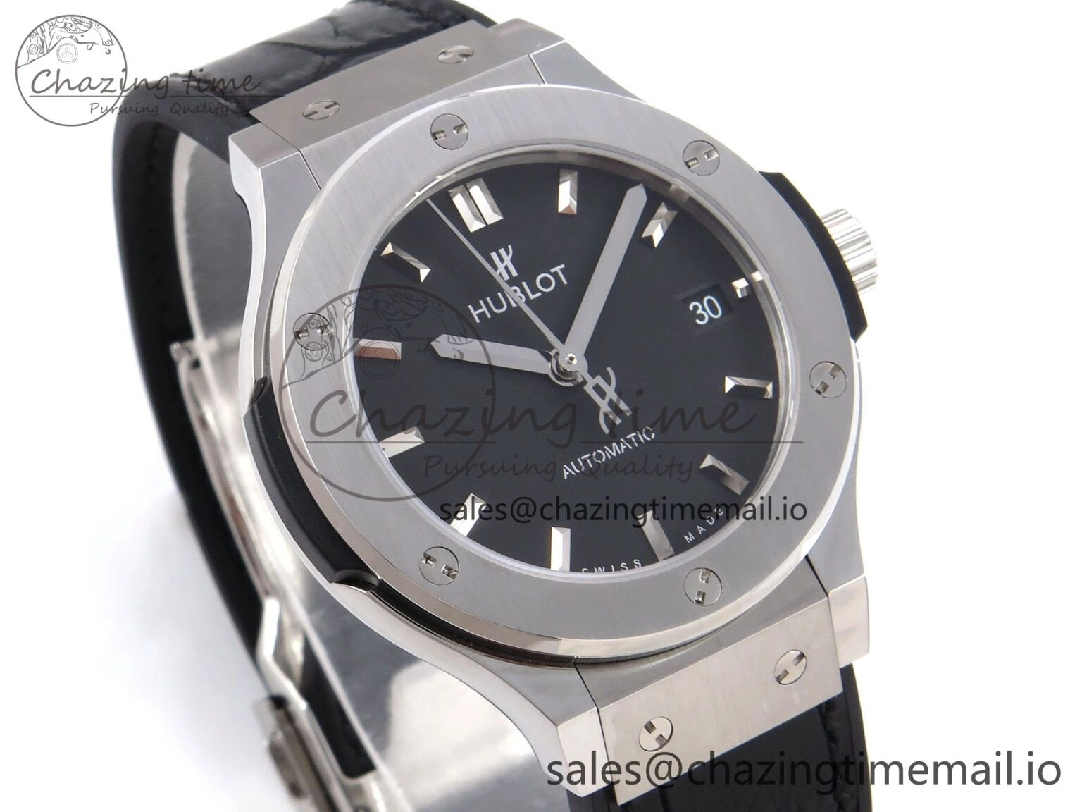 Functional Fusion 38mm SS JJF 1:1 Best Edition Black Dial on Black Gummy Leather Strap 6713