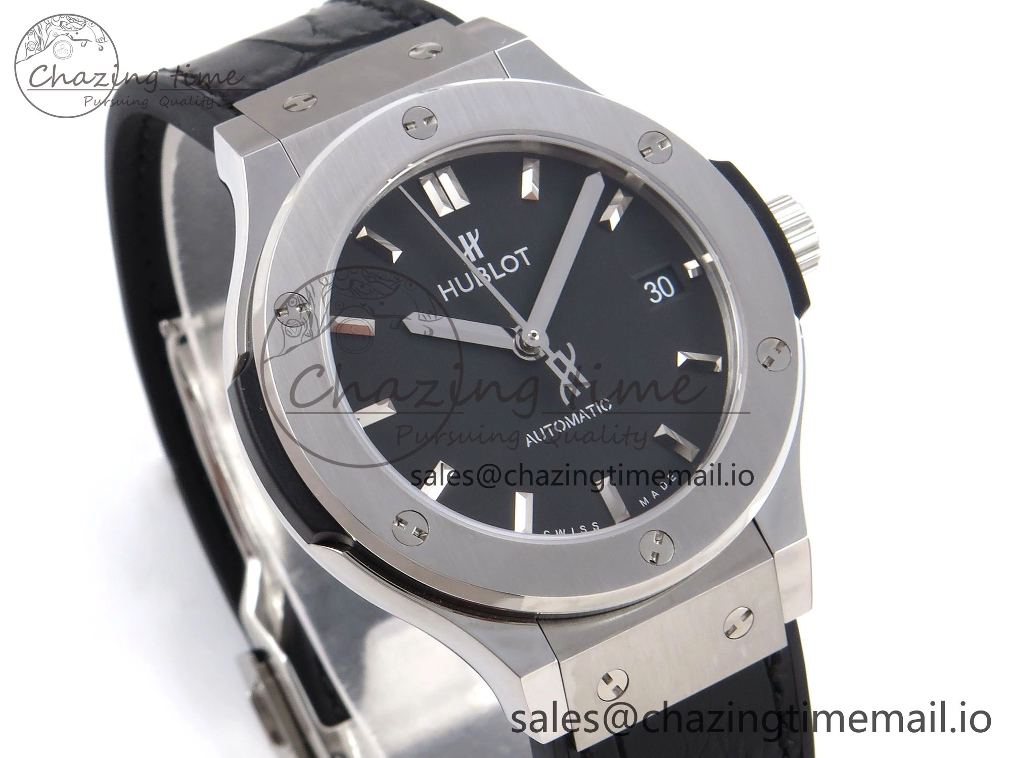 Functional Fusion 38mm SS JJF 1:1 Best Edition Black Dial on Black Gummy Leather Strap 6713