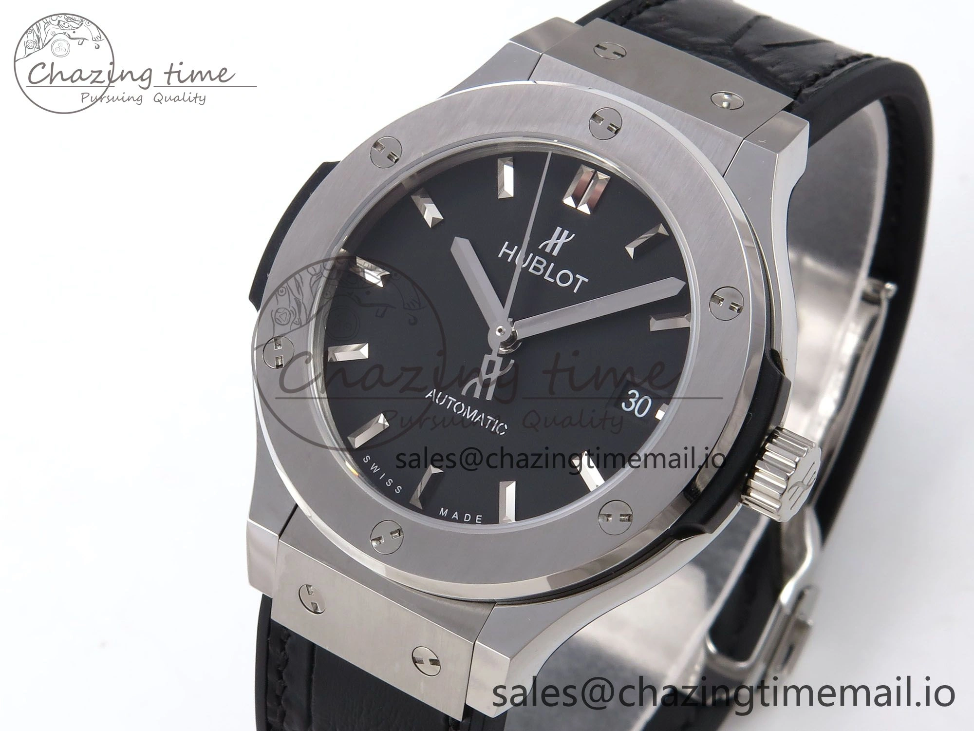 Functional Fusion 38mm SS JJF 1:1 Best Edition Black Dial on Black Gummy Leather Strap 6713
