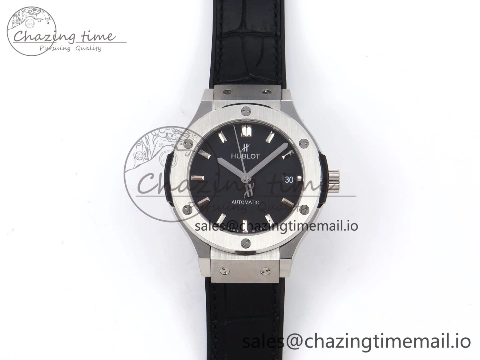 Functional Fusion 38mm SS JJF 1:1 Best Edition Black Dial on Black Gummy Leather Strap 6713