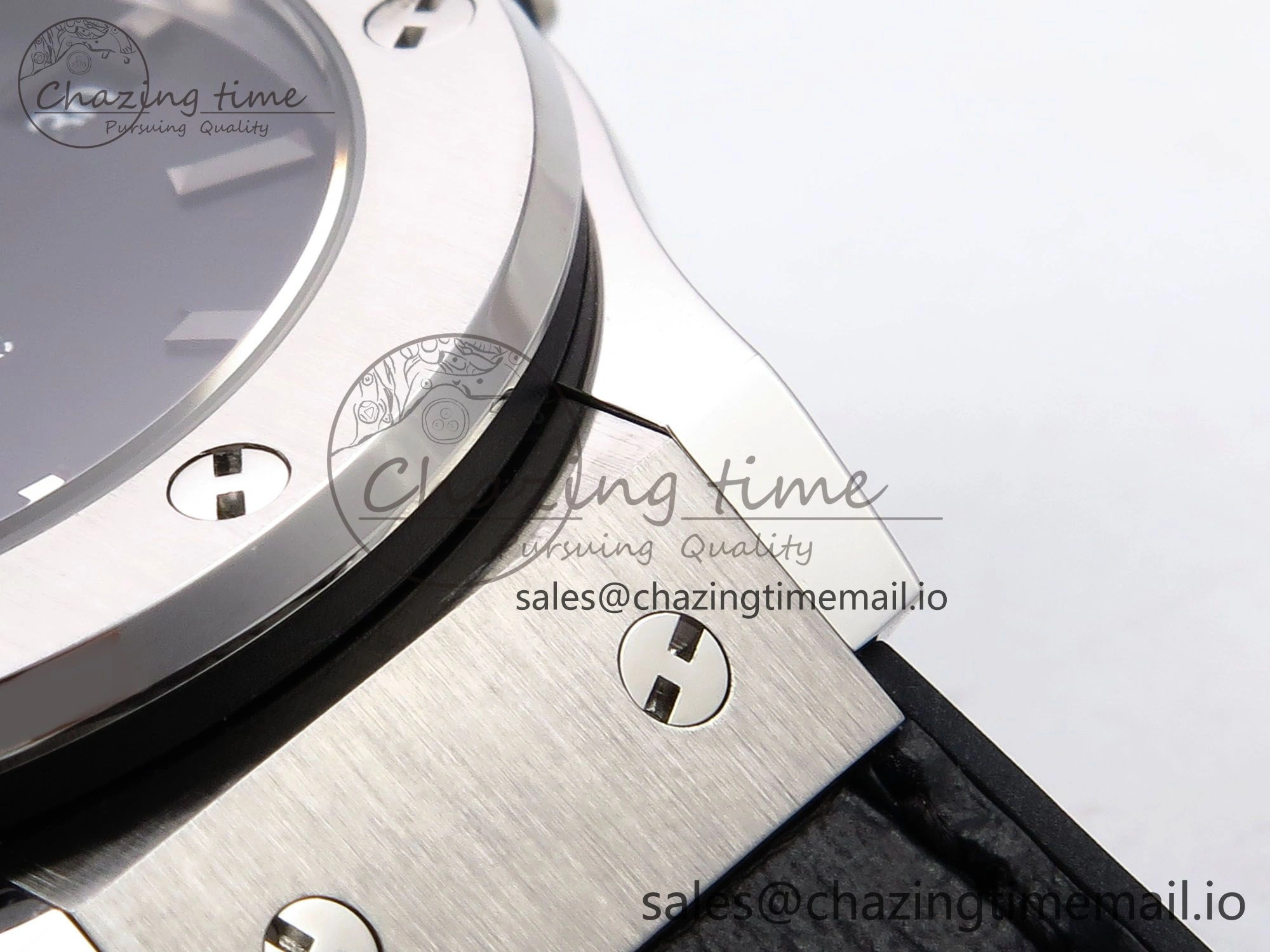 Functional Fusion 38mm SS JJF 1:1 Best Edition Black Dial on Black Gummy Leather Strap 6713