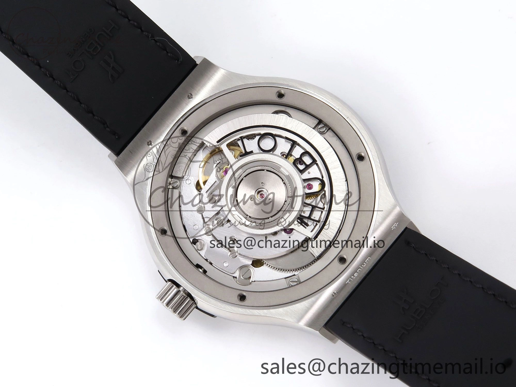 Functional Fusion 38mm SS JJF 1:1 Best Edition Black Dial on Black Gummy Leather Strap 6713