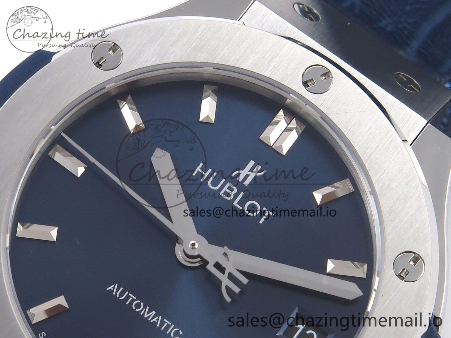 Fusion 38mm SS JJF 1:1 Best Edition Blue Dial on Blue Gummy Leather Strap Original 6715