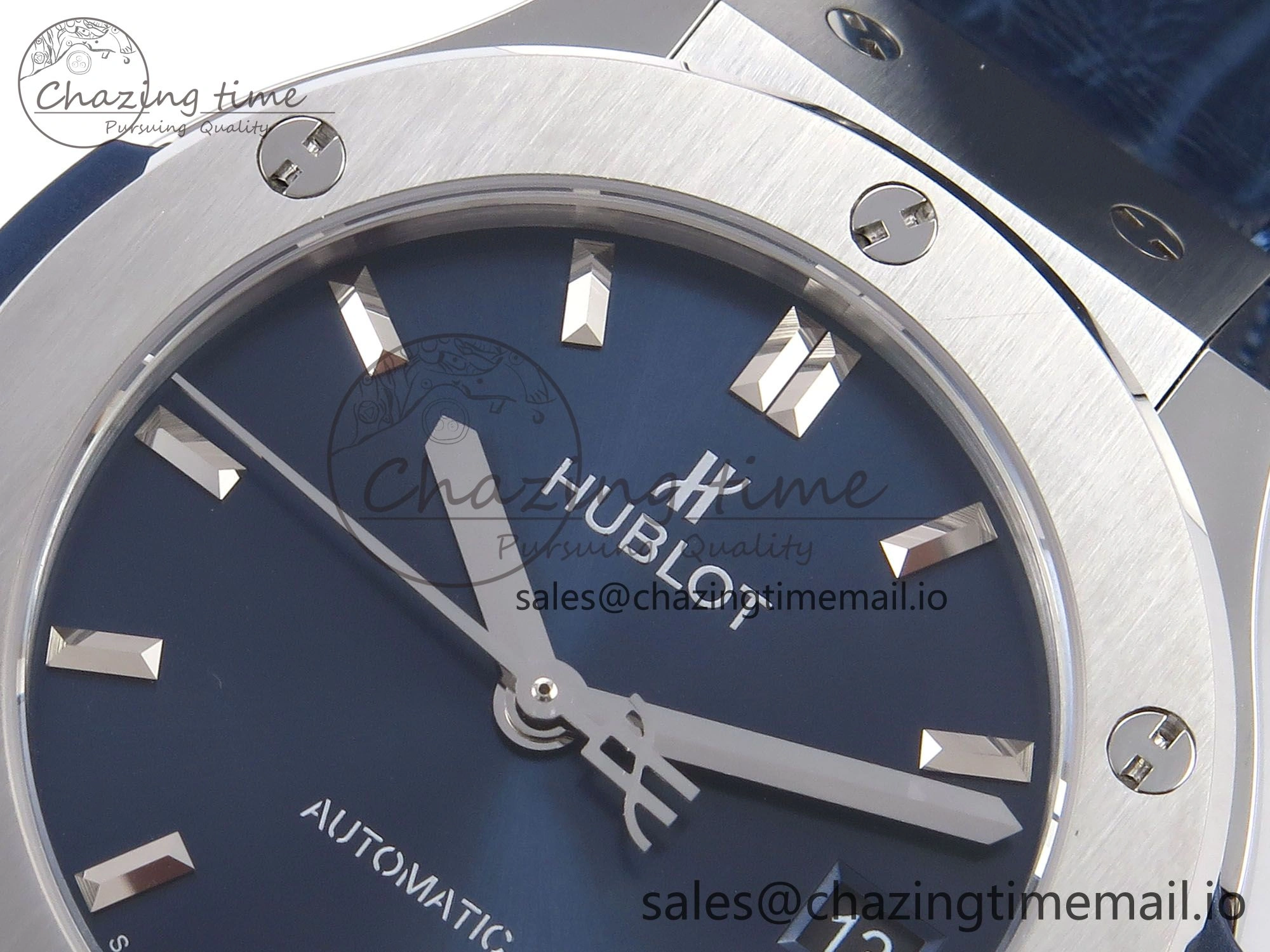 Fusion 38mm SS JJF 1:1 Best Edition Blue Dial on Blue Gummy Leather Strap Original 6715