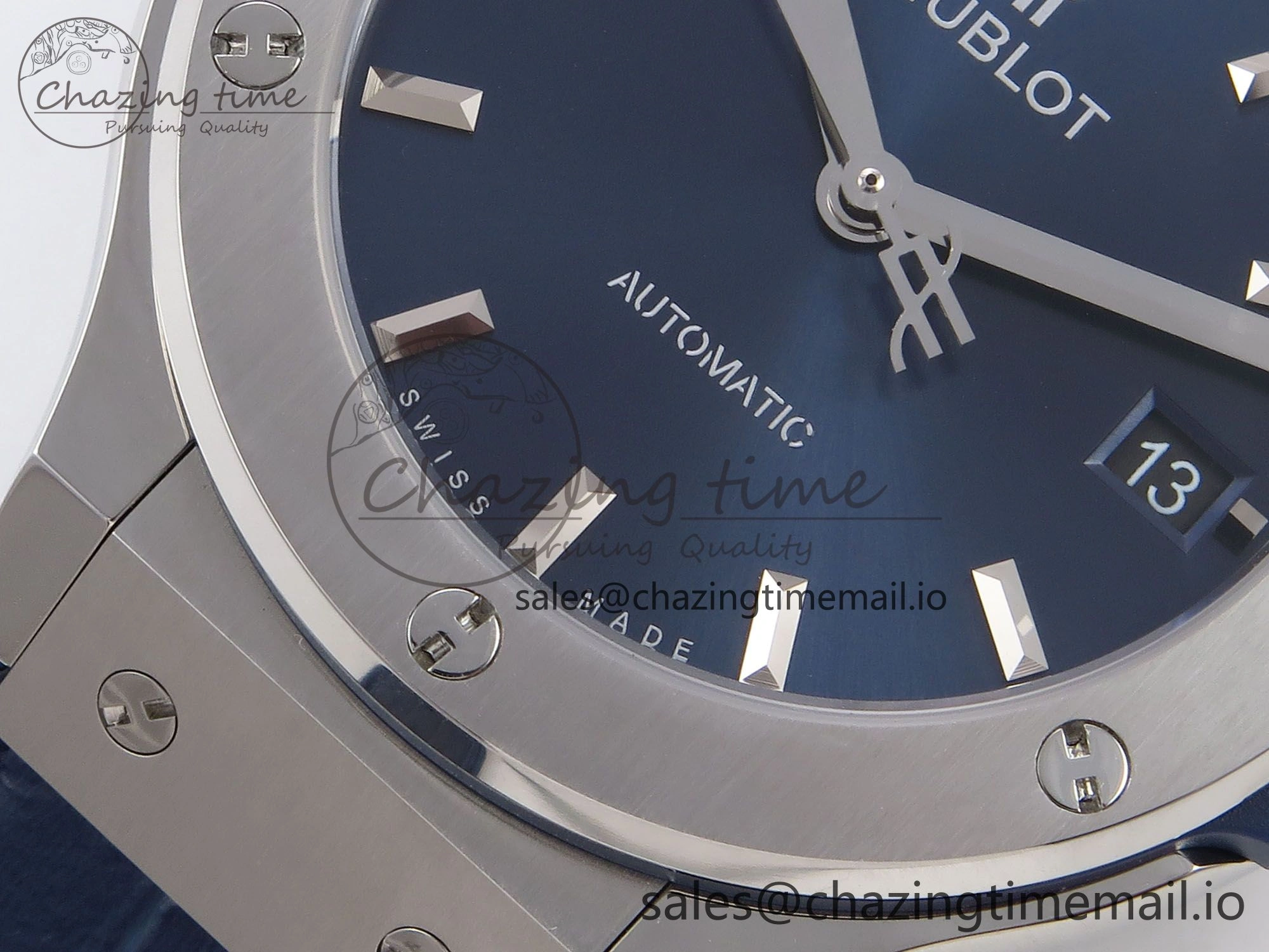Fusion 38mm SS JJF 1:1 Best Edition Blue Dial on Blue Gummy Leather Strap Original 6715