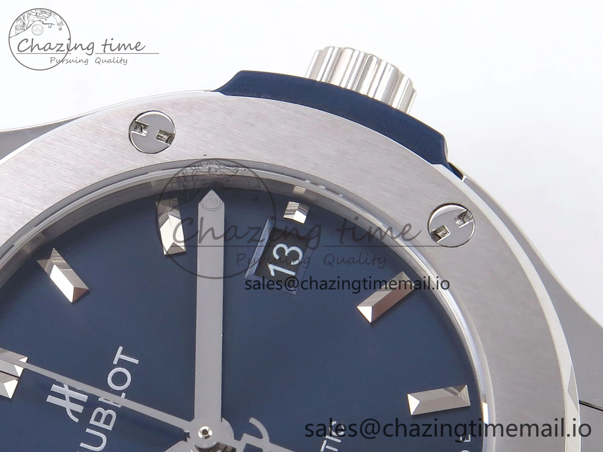 Fusion 38mm SS JJF 1:1 Best Edition Blue Dial on Blue Gummy Leather Strap Original 6715