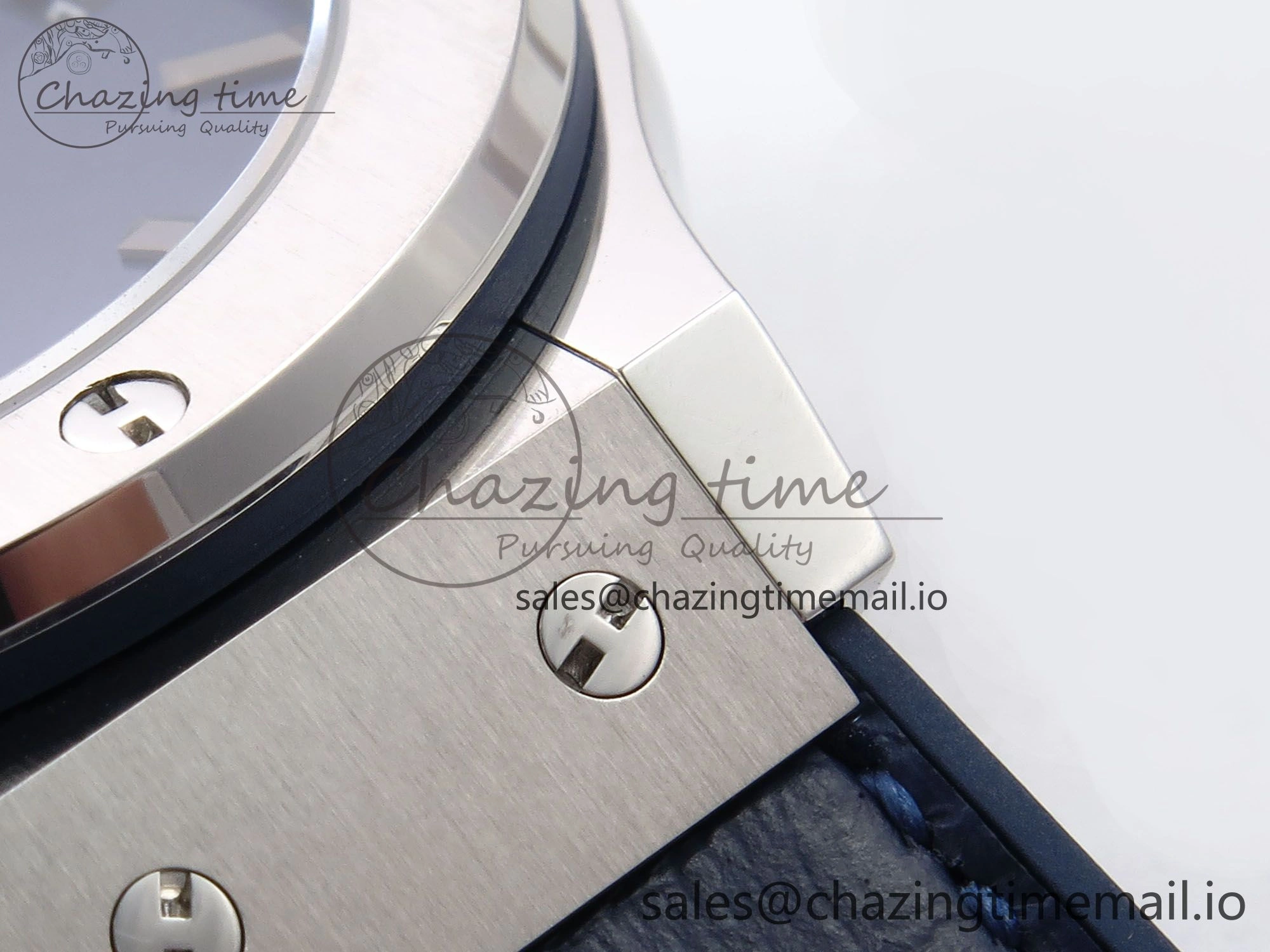 Fusion 38mm SS JJF 1:1 Best Edition Blue Dial on Blue Gummy Leather Strap Original 6715