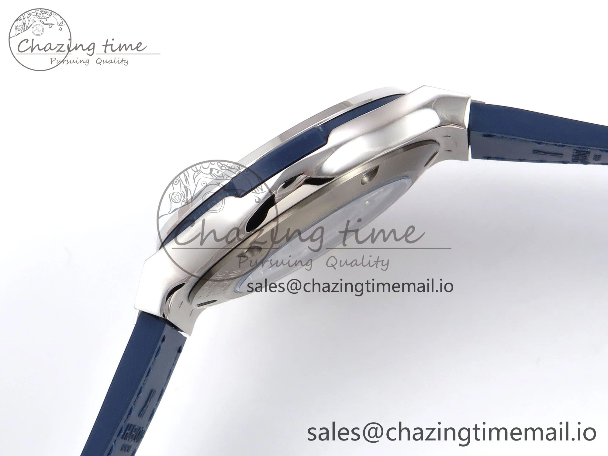 Fusion 38mm SS JJF 1:1 Best Edition Blue Dial on Blue Gummy Leather Strap Original 6715