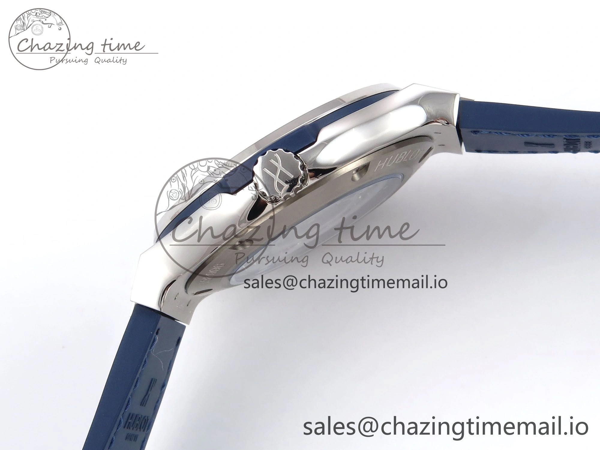 Fusion 38mm SS JJF 1:1 Best Edition Blue Dial on Blue Gummy Leather Strap Original 6715