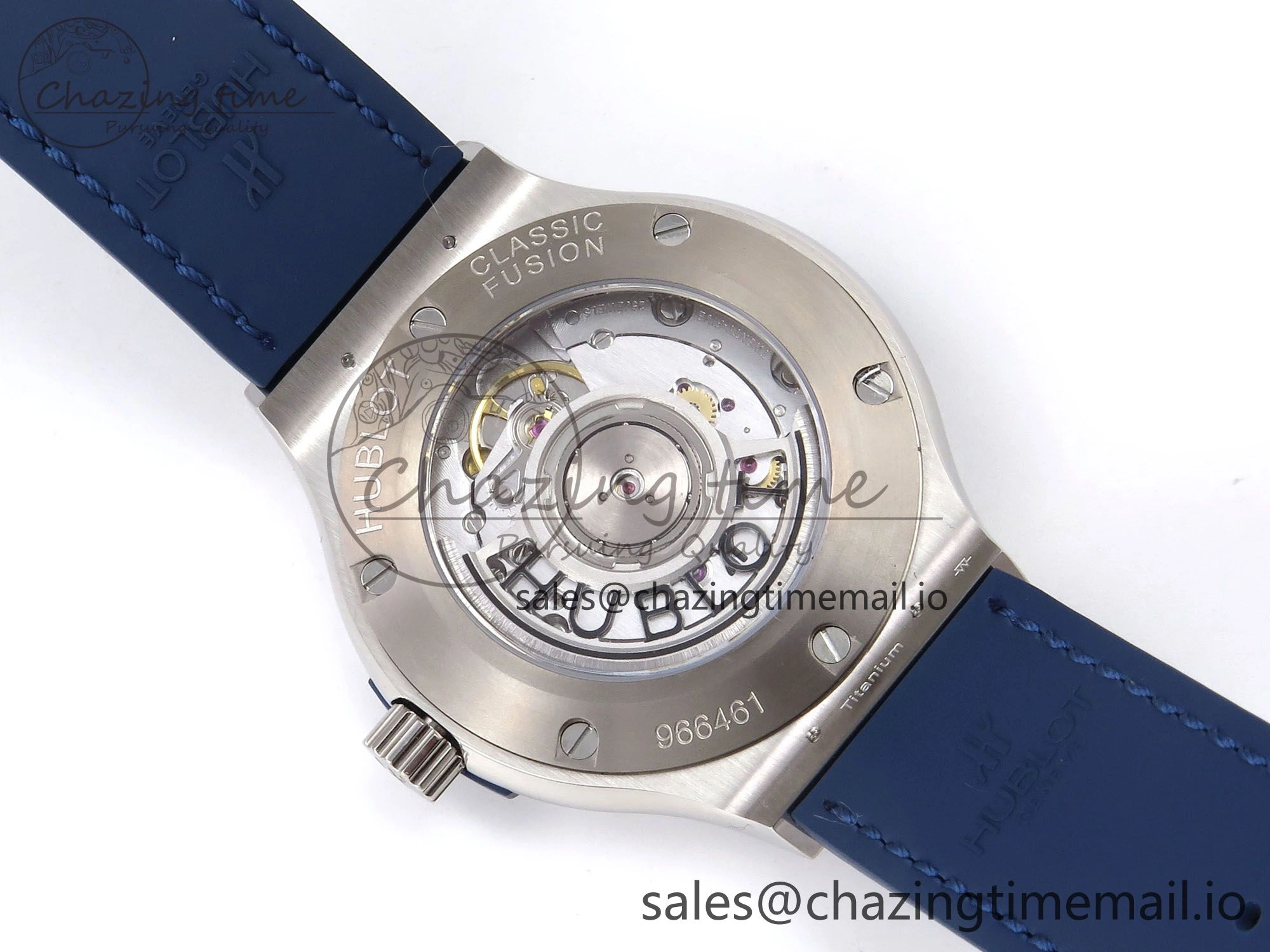 Fusion 38mm SS JJF 1:1 Best Edition Blue Dial on Blue Gummy Leather Strap Original 6715