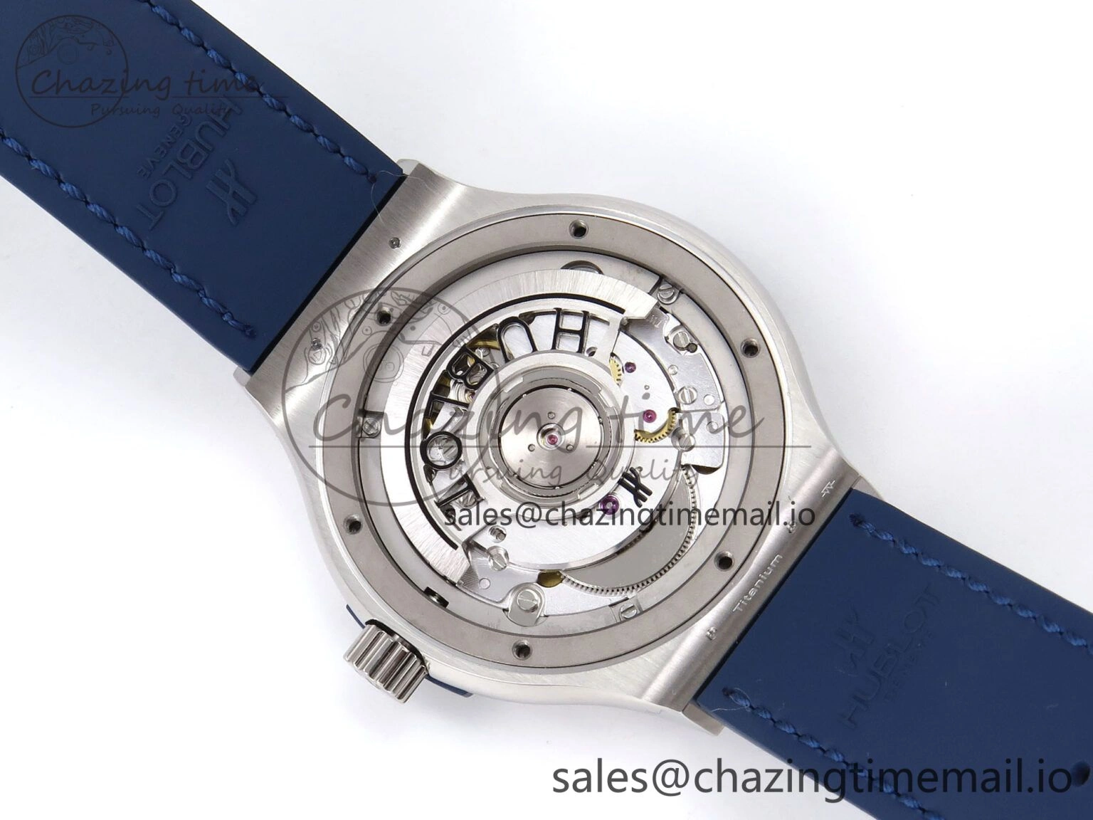 Fusion 38mm SS JJF 1:1 Best Edition Blue Dial on Blue Gummy Leather Strap Original 6715