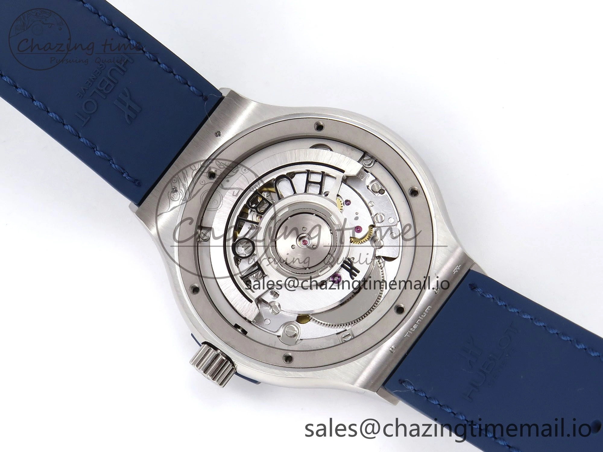 Fusion 38mm SS JJF 1:1 Best Edition Blue Dial on Blue Gummy Leather Strap Original 6715