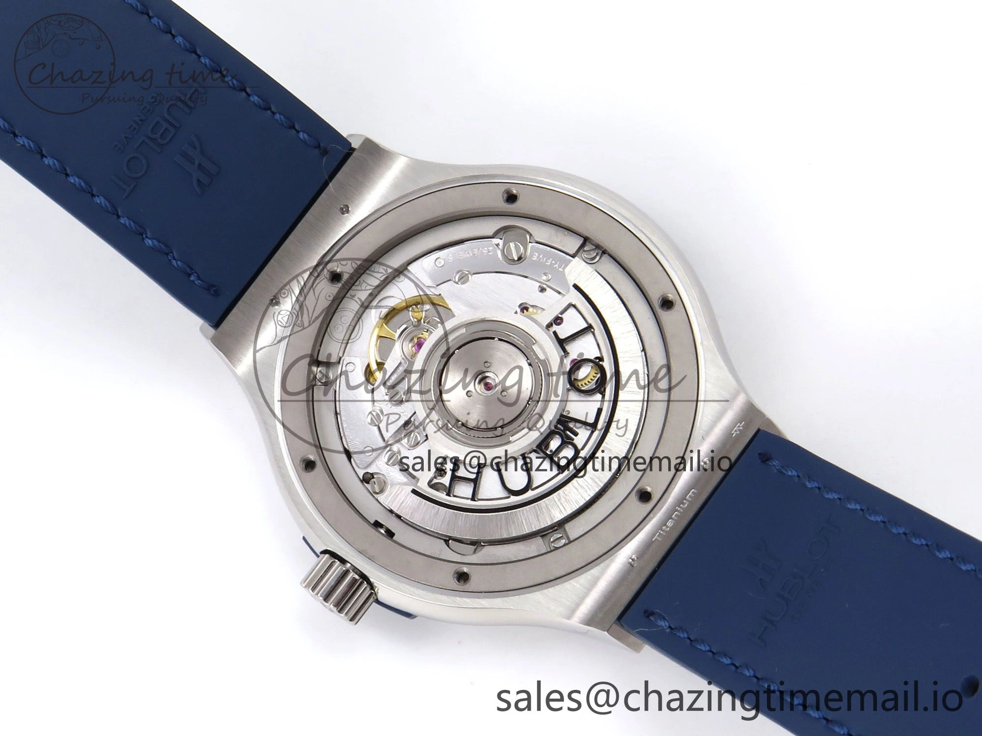 Fusion 38mm SS JJF 1:1 Best Edition Blue Dial on Blue Gummy Leather Strap Original 6715
