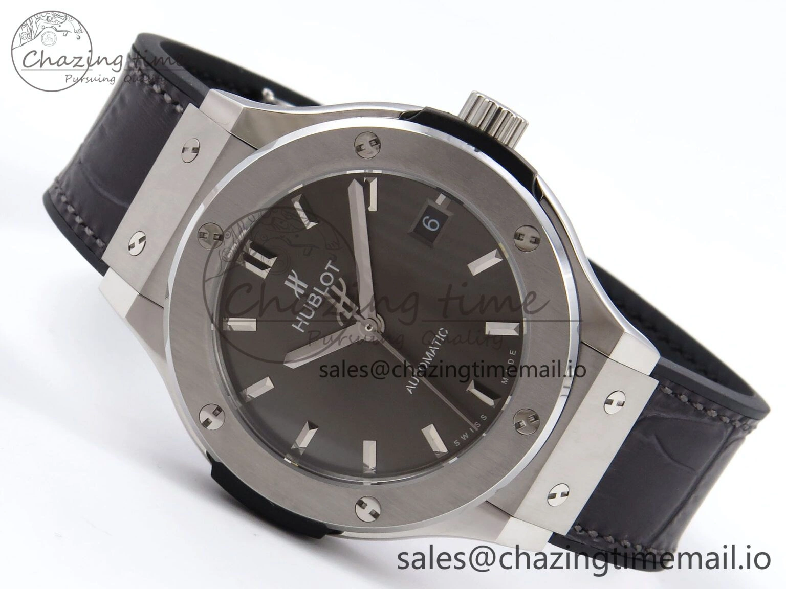 Fusion 38mm SS JJF 1:1 Best Edition Gray Dial on Black Gummy Leather Strap Premium 6714