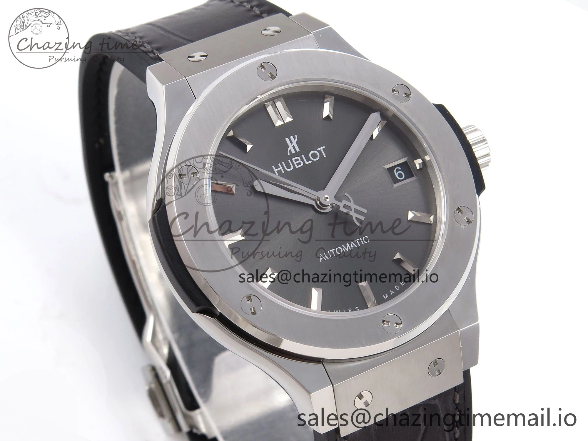 Fusion 38mm SS JJF 1:1 Best Edition Gray Dial on Black Gummy Leather Strap Premium 6714
