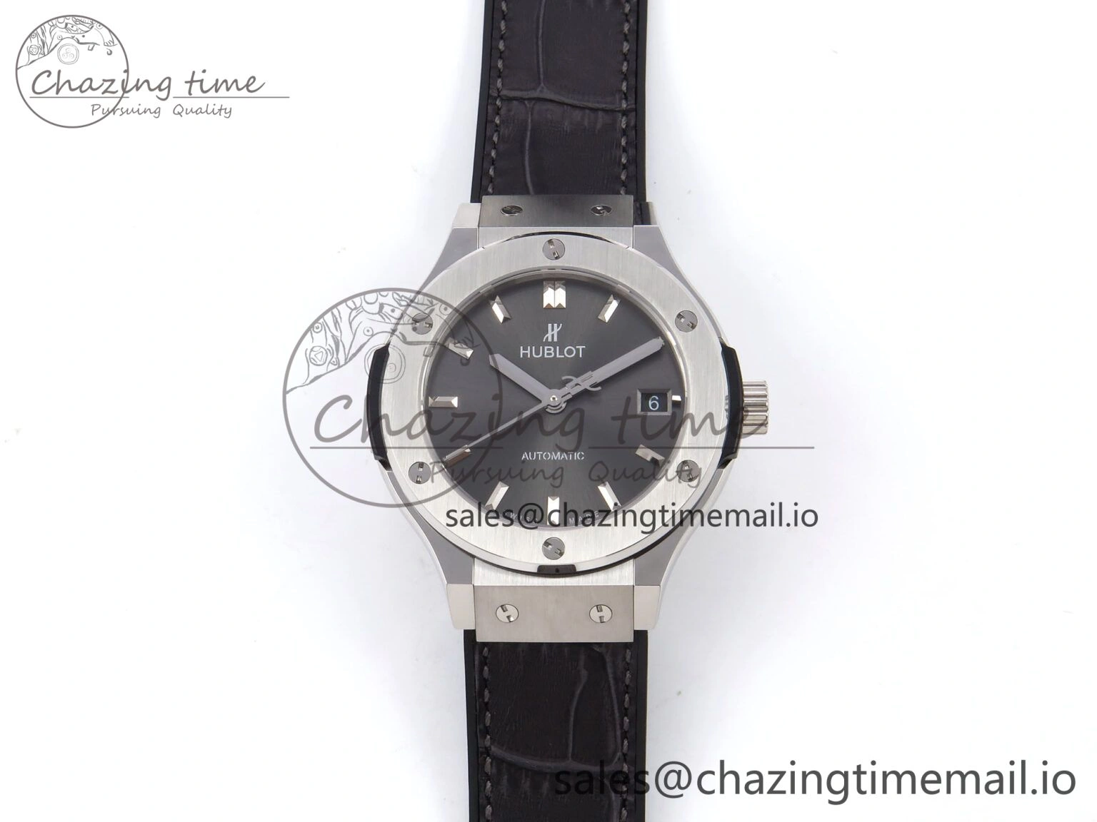 Fusion 38mm SS JJF 1:1 Best Edition Gray Dial on Black Gummy Leather Strap Premium 6714