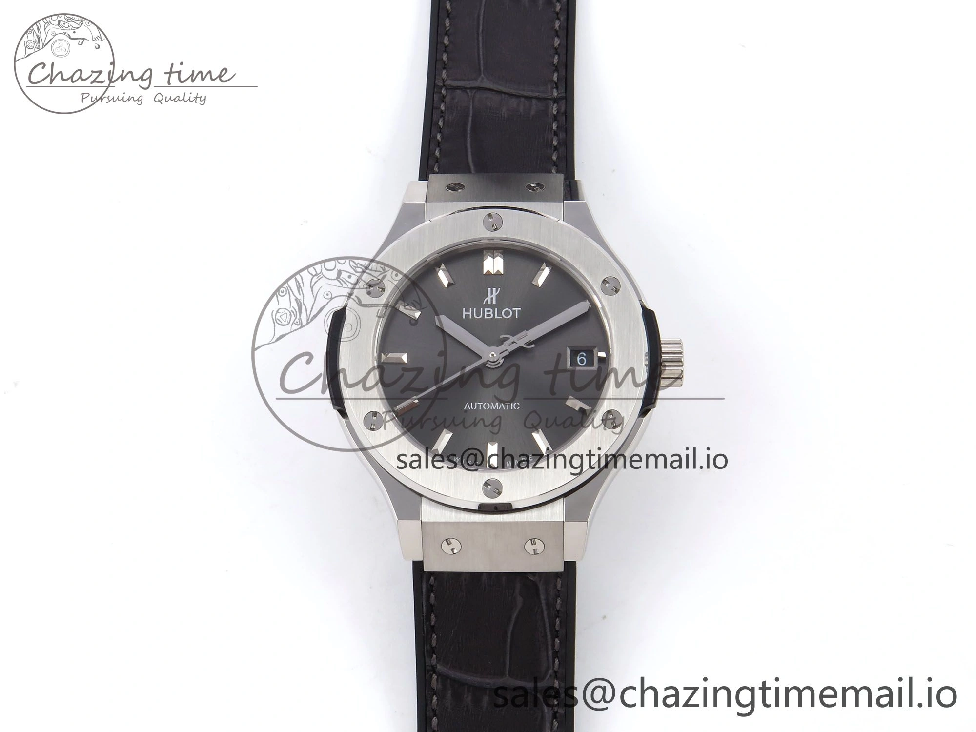 Fusion 38mm SS JJF 1:1 Best Edition Gray Dial on Black Gummy Leather Strap Premium 6714