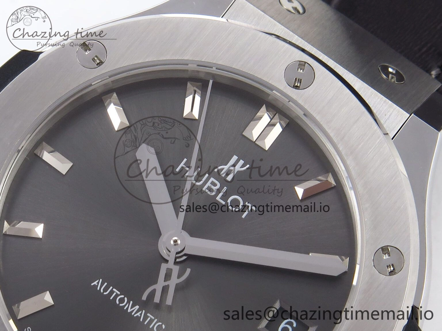 Fusion 38mm SS JJF 1:1 Best Edition Gray Dial on Black Gummy Leather Strap Premium 6714