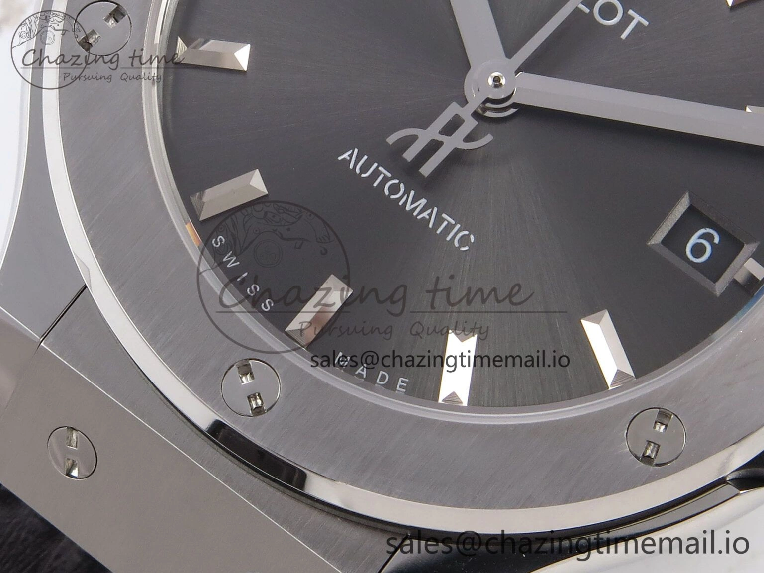 Fusion 38mm SS JJF 1:1 Best Edition Gray Dial on Black Gummy Leather Strap Premium 6714