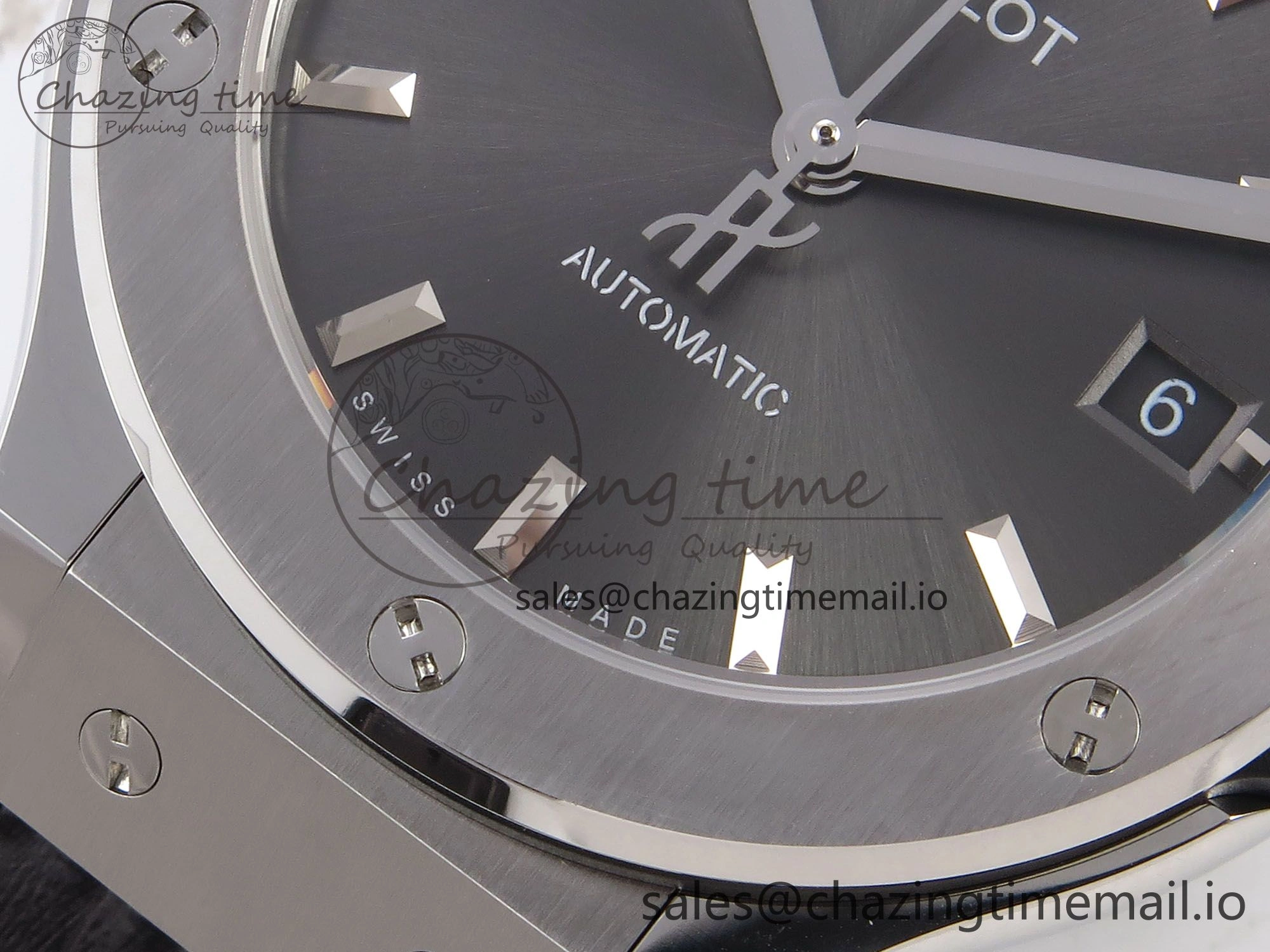 Fusion 38mm SS JJF 1:1 Best Edition Gray Dial on Black Gummy Leather Strap Premium 6714