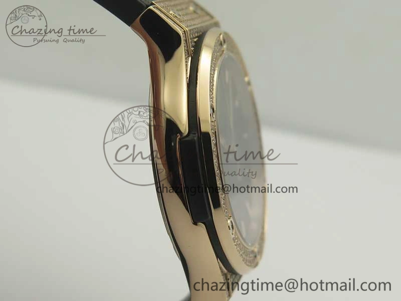 Fusion 42mm Crystal RG Case F16 Factory 1:1 Best Edition Black Dial On Gummy Strap A Tailored 6876