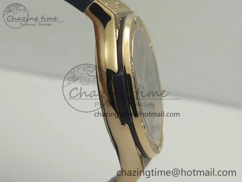 Resilient Fusion 42mm Crystal RG Case F16 Factory 1:1 Best Edition Blue Dial On Gummy Strap A 6873