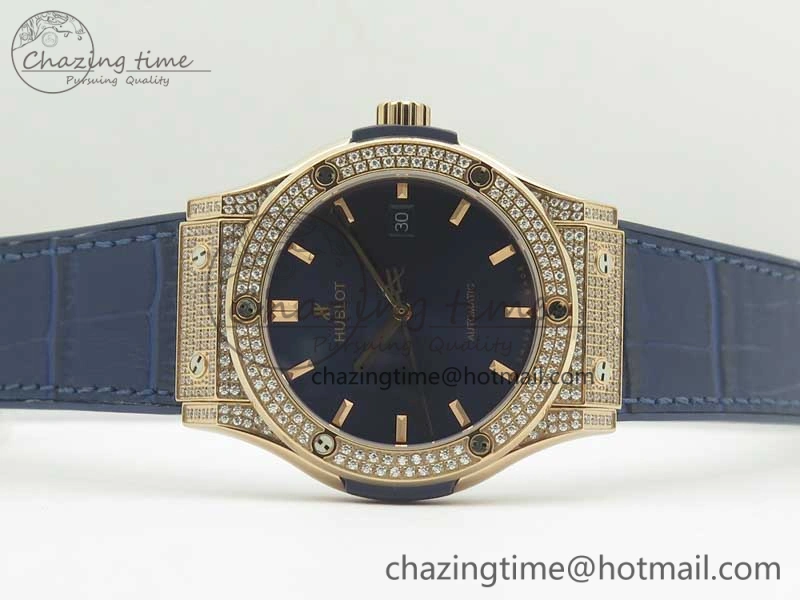 Resilient Fusion 42mm Crystal RG Case F16 Factory 1:1 Best Edition Blue Dial On Gummy Strap A 6873
