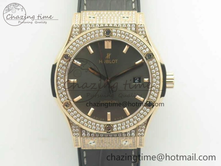 Fusion 42mm Crystal RG Case F16 Factory 1:1 Best Edition Gray Dial On Gummy Strap A Elegant 6874