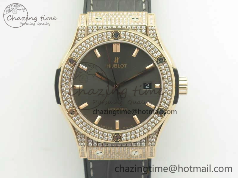 Fusion 42mm Crystal RG Case F16 Factory 1:1 Best Edition Gray Dial On Gummy Strap A Elegant 6874