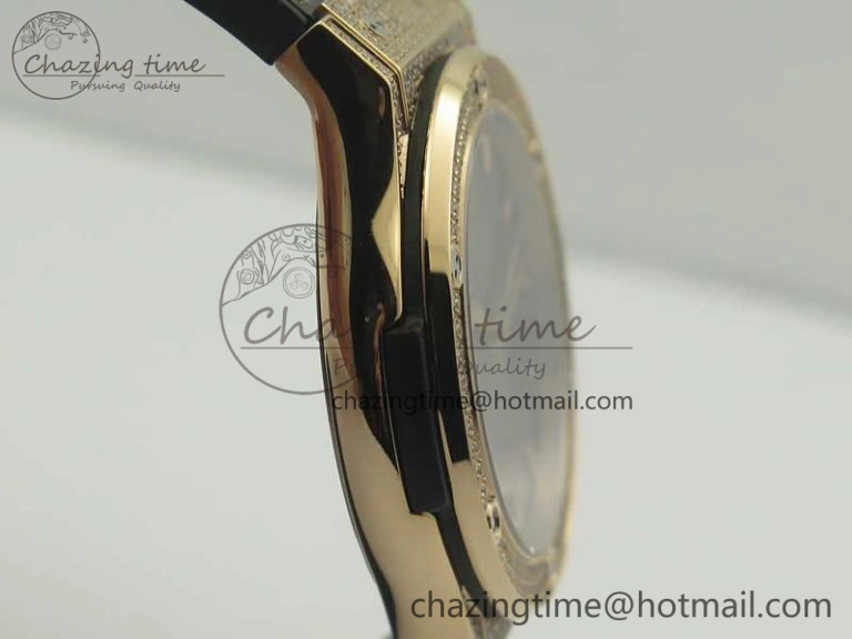 Fusion 42mm Crystal RG Case F16 Factory 1:1 Best Edition Gray Dial On Gummy Strap A Elegant 6874