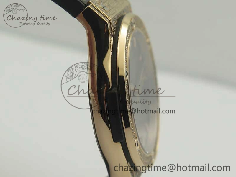 Fusion 42mm Crystal RG Case F16 Factory 1:1 Best Edition Gray Dial On Gummy Strap A Elegant 6874