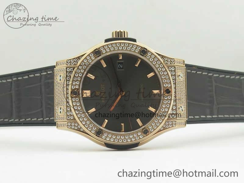 Fusion 42mm Crystal RG Case F16 Factory 1:1 Best Edition Gray Dial On Gummy Strap A Elegant 6874