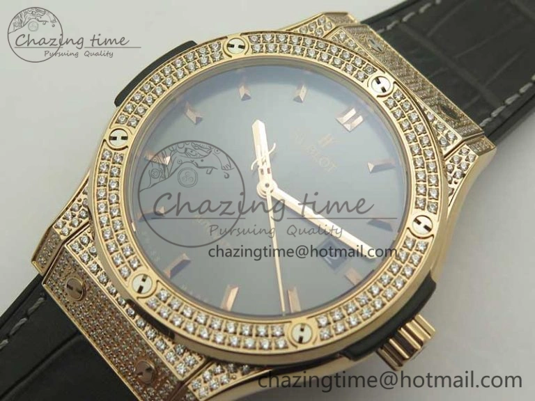 Fusion 42mm Crystal RG Case F16 Factory 1:1 Best Edition Gray Dial On Gummy Strap A Elegant 6874