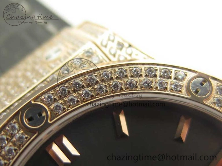 Fusion 42mm Crystal RG Case F16 Factory 1:1 Best Edition Gray Dial On Gummy Strap A Elegant 6874