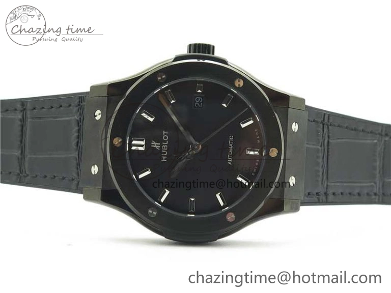 Fusion 42mm DLC B50 Black Dial On Black Gummy Strap A SmoothTexture 6811