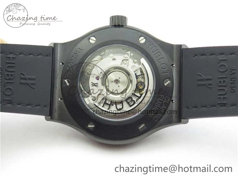 Fusion 42mm DLC B50 Black Dial On Black Gummy Strap A SmoothTexture 6811