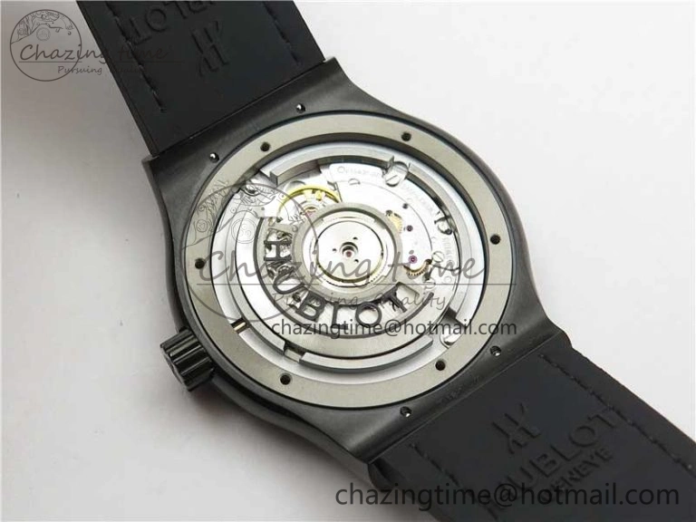 Fusion 42mm DLC B50 Black Dial On Black Gummy Strap A SmoothTexture 6811