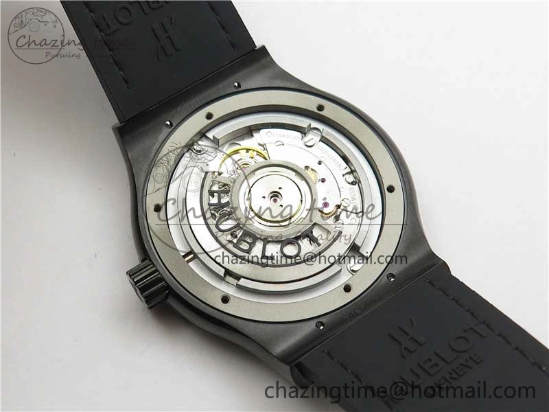 Fusion 42mm DLC B50 Black Dial On Black Gummy Strap A SmoothTexture 6811