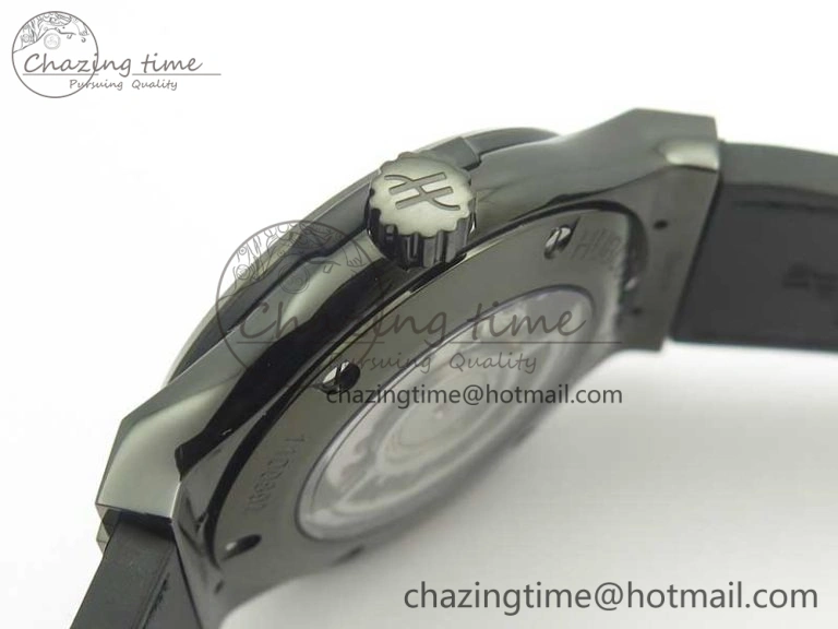 Affordable Fusion 42mm PVD JJF 1:1 Best Edition Black Dial on Black Gummy Strap A 6865