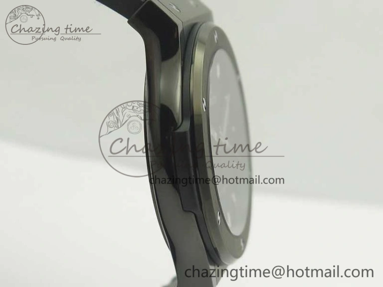 Affordable Fusion 42mm PVD JJF 1:1 Best Edition Black Dial on Black Gummy Strap A 6865