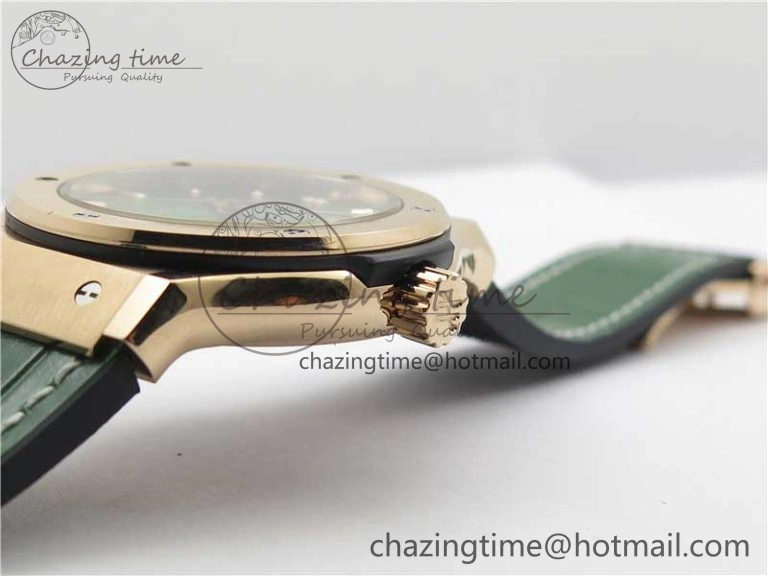 EyeCatching Fusion 42mm RG B50 Green Dial On Green Gummy Strap A 6806