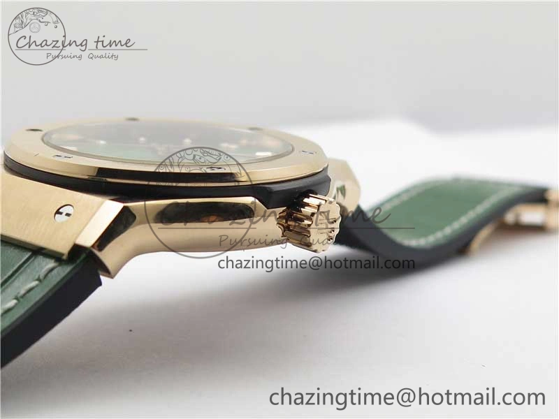 EyeCatching Fusion 42mm RG B50 Green Dial On Green Gummy Strap A 6806