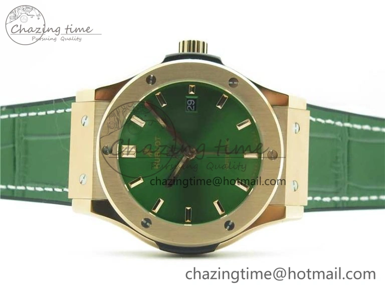 EyeCatching Fusion 42mm RG B50 Green Dial On Green Gummy Strap A 6806